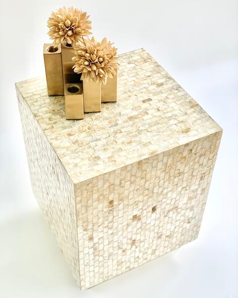 AVALINE MOTHER OF PEARL MOSAIC STOOL