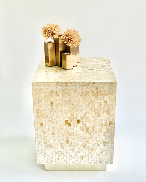 AVALINE MOTHER OF PEARL MOSAIC STOOL