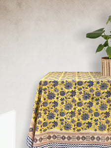 CORALINE BLOCK-PRINTED TABLECLOTH (6-Seater Size)