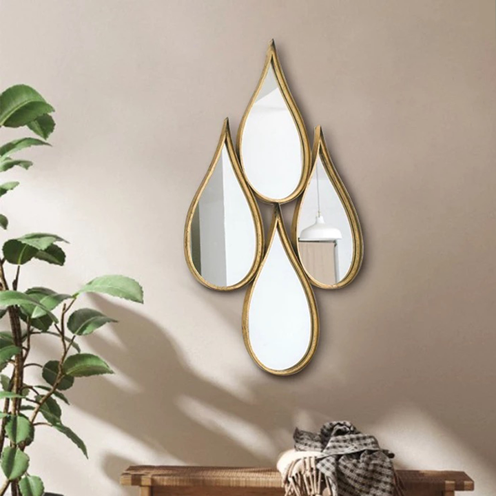 Gold Teardrop Wall Mirror, Boho Wavy Mirror, Metal Mirror Wall Decor f –  ParisLoftHome