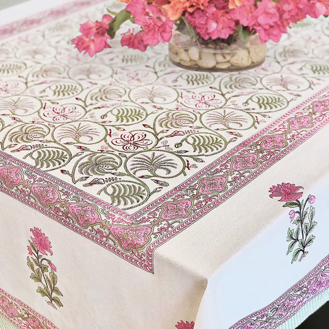 FLORINA BLOCK-PRINTED TABLECLOTH