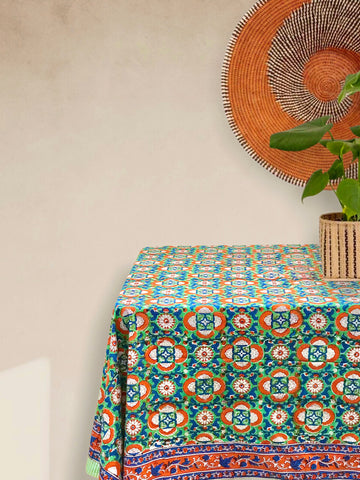 LULA BLOCK-PRINTED TABLECLOTH (6-Seater Size)