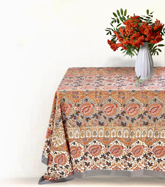 ORACENE BLOCK-PRINTED TABLECLOTH