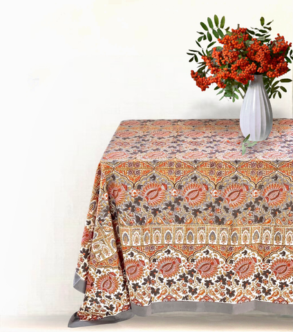 ORACENE BLOCK-PRINTED TABLECLOTH