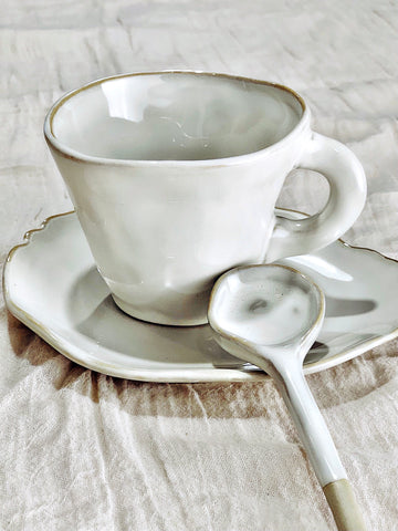 WABI-SABI CUP SET (Cup, Saucer & Teaspoon) - Set of 4