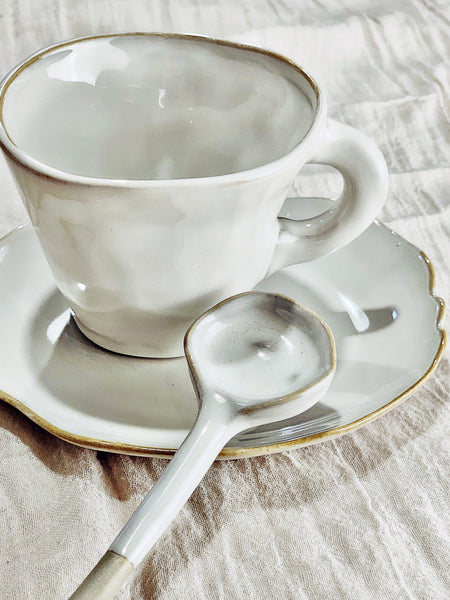 WABI-SABI CUP SET (Cup, Saucer & Teaspoon) - Set of 4